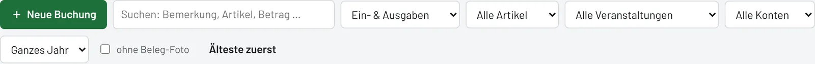 Such- und Filterleiste