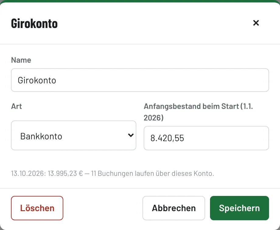 Konto bearbeiten
