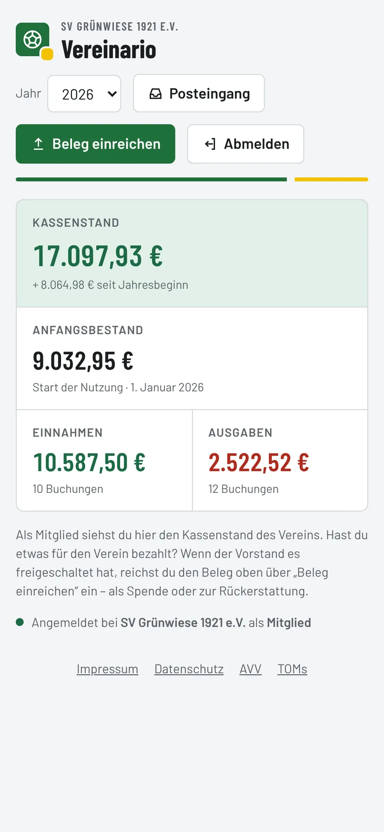 Ansicht als Mitglied